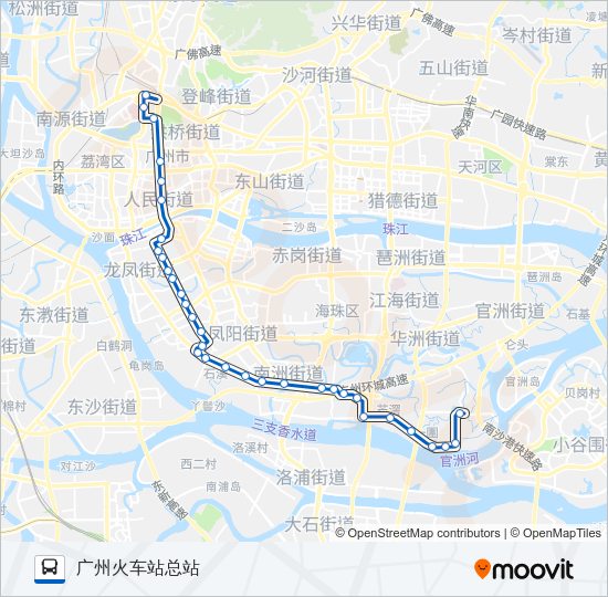 公交夜55路的线路图