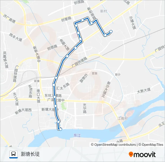 新塘1路 Bus Line Map