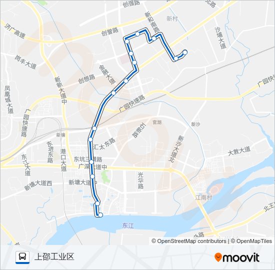 公交新塘1路的线路图