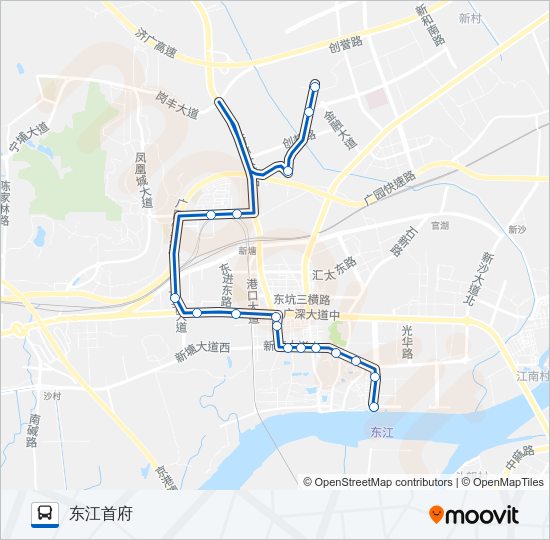 公交新塘2路的线路图