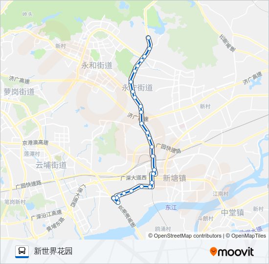 公交新塘5路的线路图