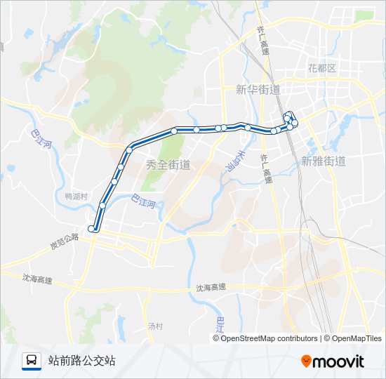 公交花61路的线路图