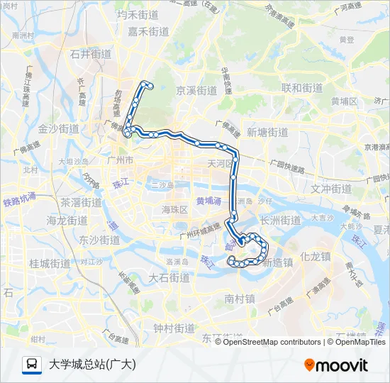 大学城1路 Bus Line Map