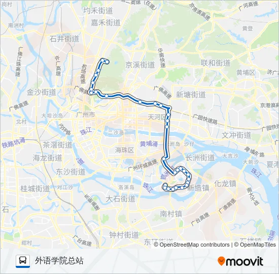 大学城1路 Bus Line Map