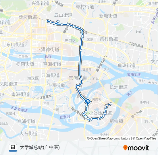 大学城2路 Bus Line Map