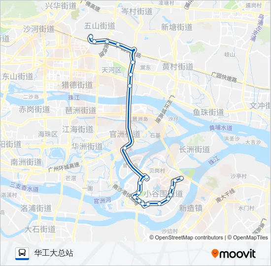大学城2路 Bus Line Map