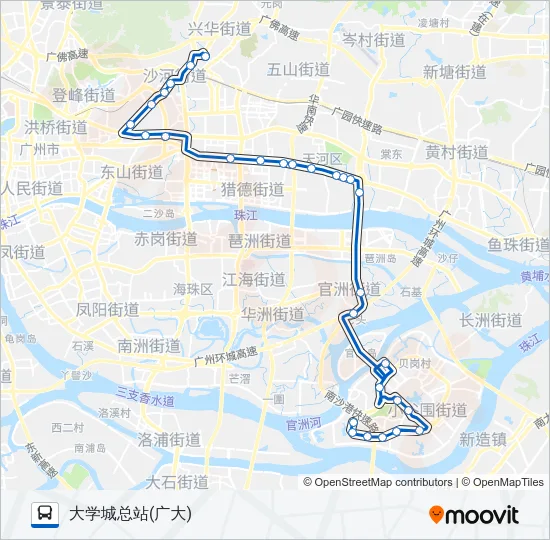 大学城4路 Bus Line Map