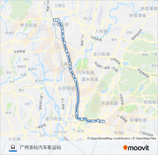 公交广花东站路的线路图