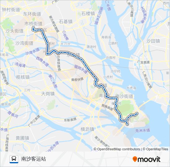 番141路路线:日程,站点和地图-南沙客运站