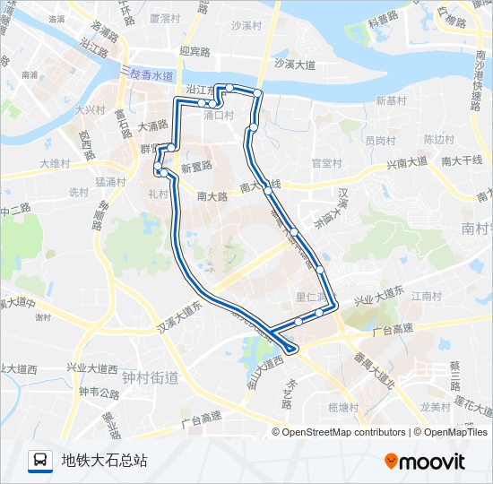公交番190路的线路图