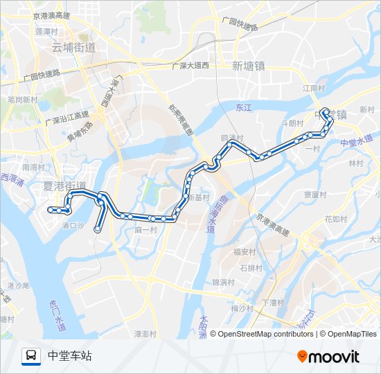 东莞617路 Bus Line Map