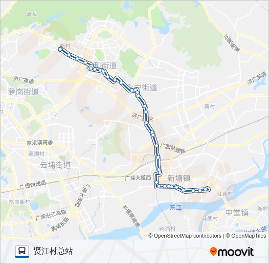 公交增城205路的线路图