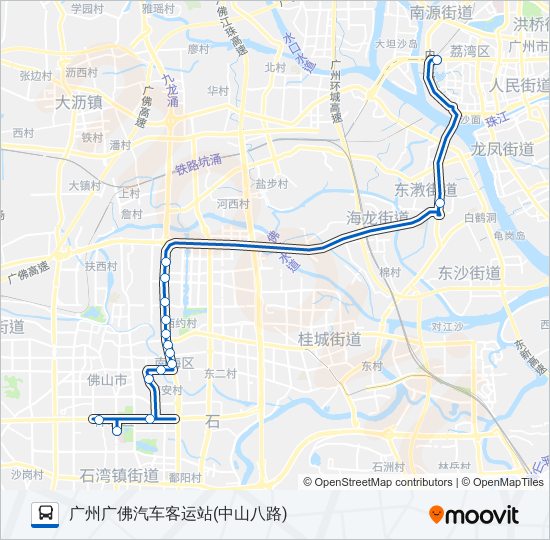 广佛城巴5路 bus Line Map