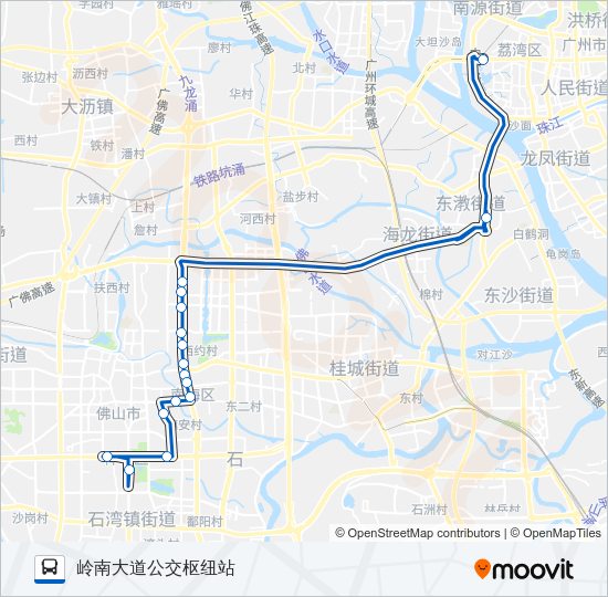 公交广佛城巴5路的线路图