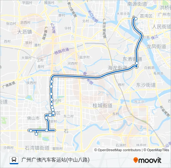 广佛城巴5路 Bus Line Map