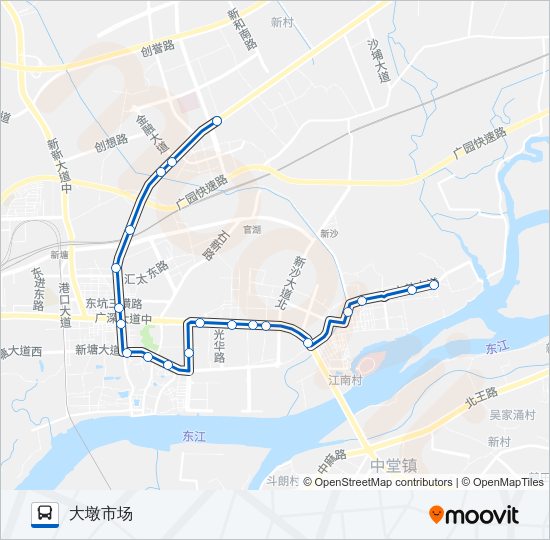 公交新塘8短线路的线路图