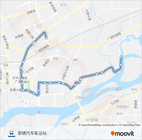 新塘8路长路 Bus Line Map