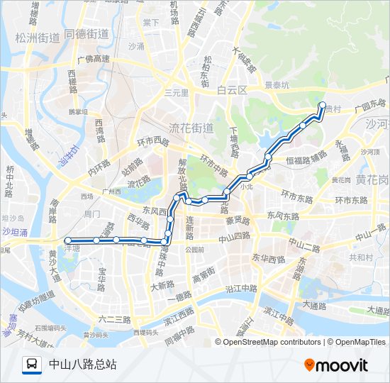 公交旅游公交1路的线路图