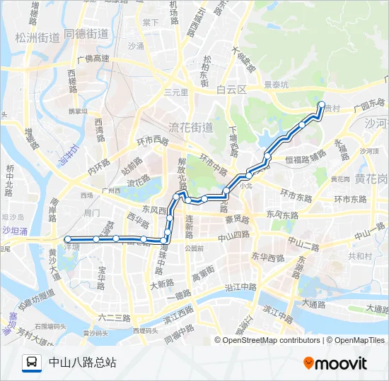 旅游公交1线 Bus Line Map