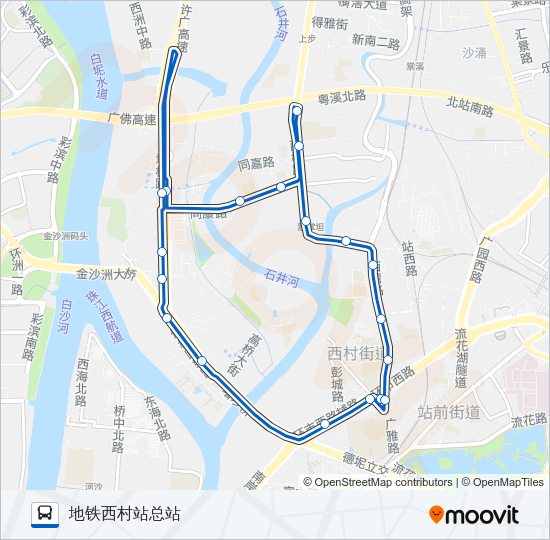 公交729A环线路的线路图