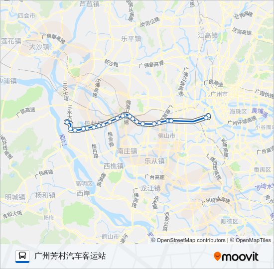 公交广佛城巴15路的线路图