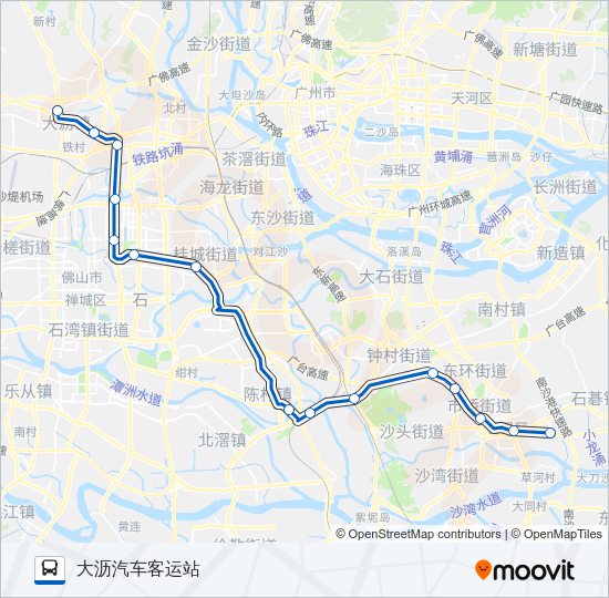 公交广佛城巴20路的线路图