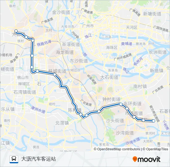 广佛城巴20路 Bus Line Map