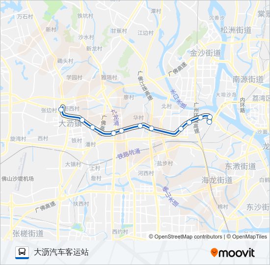 公交广佛城巴3A路的线路图