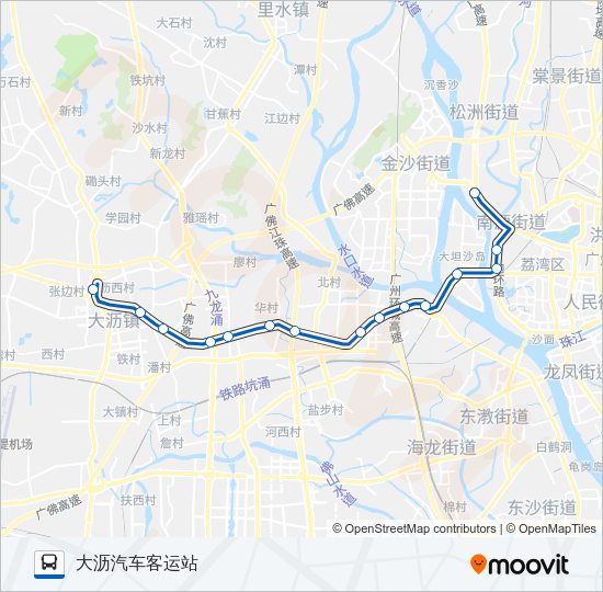 公交广佛城巴3B路的线路图