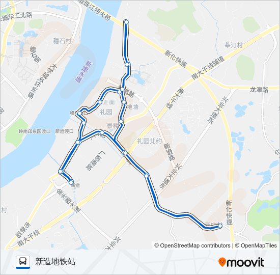 公交番66B环线路的线路图