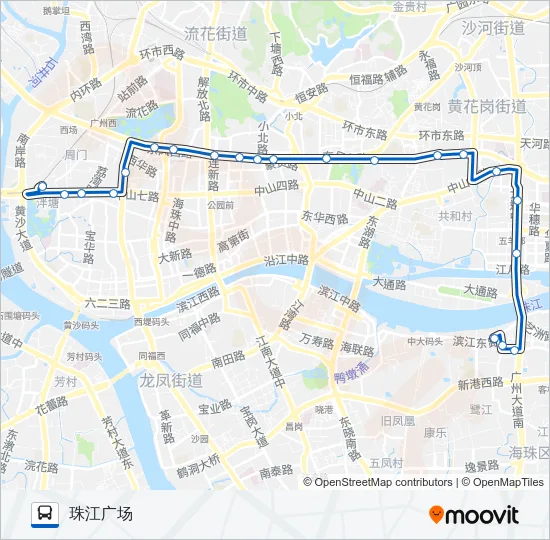 高峰快线75路 Bus Line Map