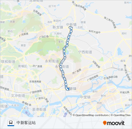 公交增城202短线路的线路图