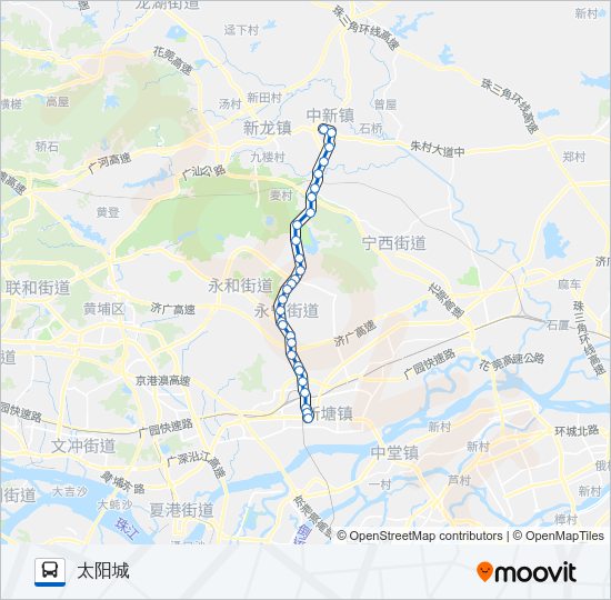 公交增城202短线路的线路图