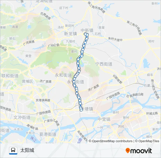 公交增城202短线路的线路图