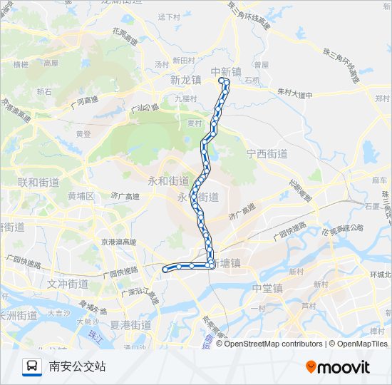 公交增城202长线路的线路图