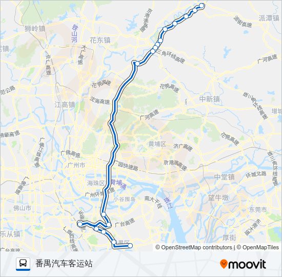 公交从化-番禺客运站路的线路图