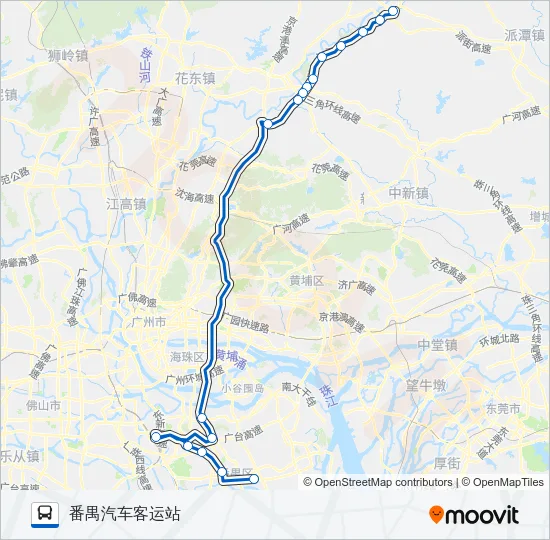 从化-番禺客运站线 Bus Line Map