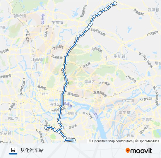 公交从化-番禺客运站路的线路图