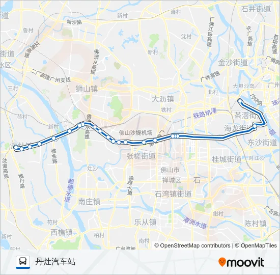 广州汽车站-丹灶车站 Bus Line Map