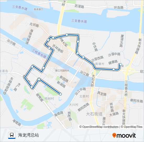 公交地铁接驳4往海龙湾夜班路的线路图