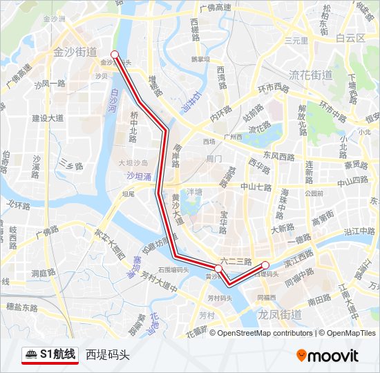 轮渡S1航路的线路图