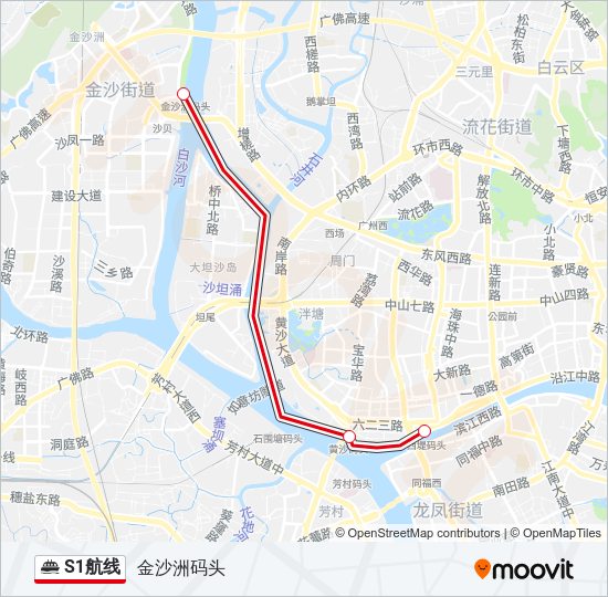 轮渡S1航路的线路图