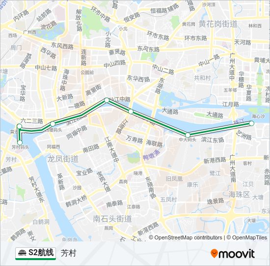 轮渡S2航路的线路图