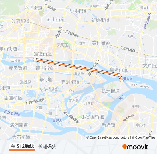 轮渡S12航路的线路图