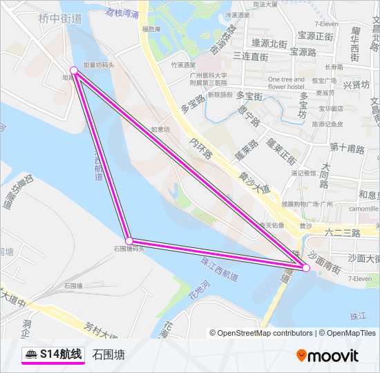 轮渡S14航路的线路图