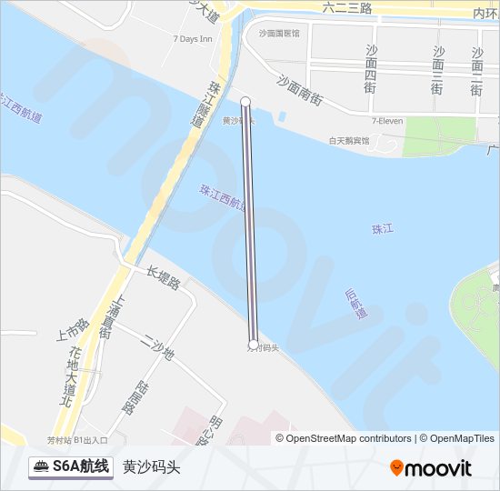 轮渡S6A航路的线路图