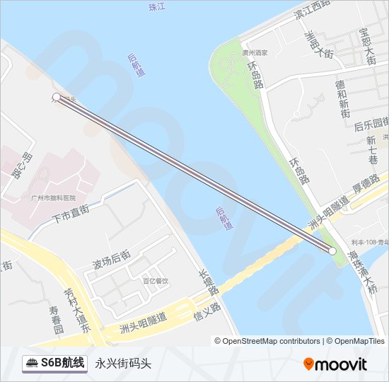 轮渡S6B航路的线路图