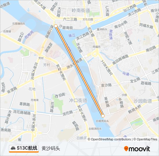 轮渡S13C航路的线路图