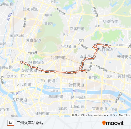 B10路路线 日程 站点和地图 广州火车站总站