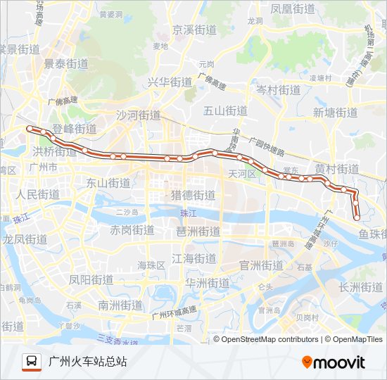 B2a路路线 日程 站点和地图 广州火车站总站